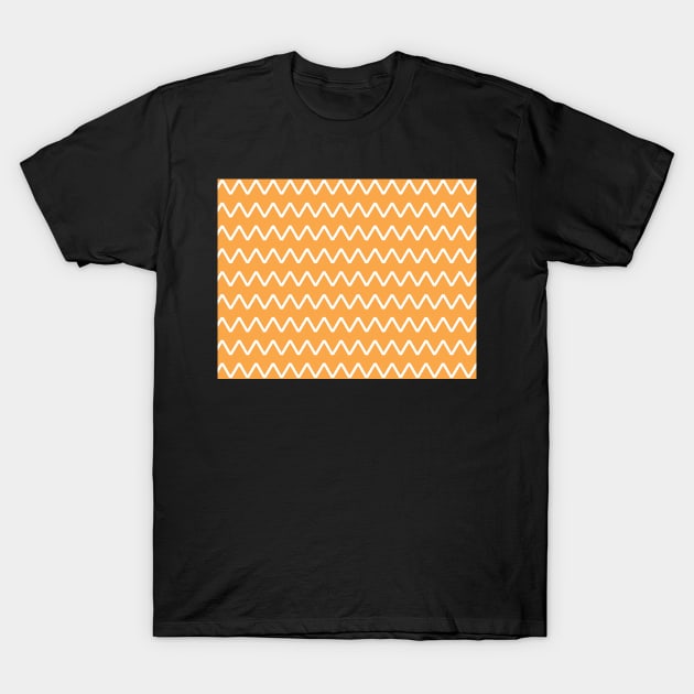 Orange and White Zigag Pattern T-Shirt by sigdesign